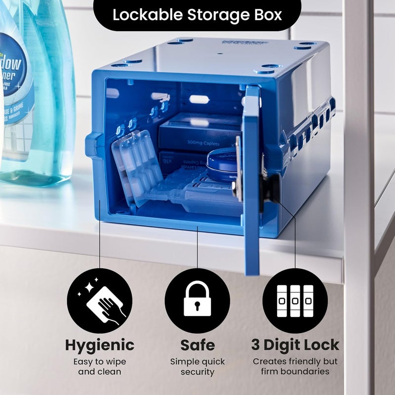 Lockabox Mini™ | Small Medicine Lock Box with Combination Lock (Half Letter Sized) | Mini Medical Lockable Box For Tablets, Creams & Medical Pens | External Size 8.8 x 6.1 x 4.7 Inches (Medi Blue) - Image 3